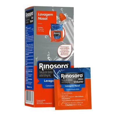 Rinosoro Alto Volume Cloreto De Sódio 9,0Mg/Ml Descongestionante Nasal 30 Sachês