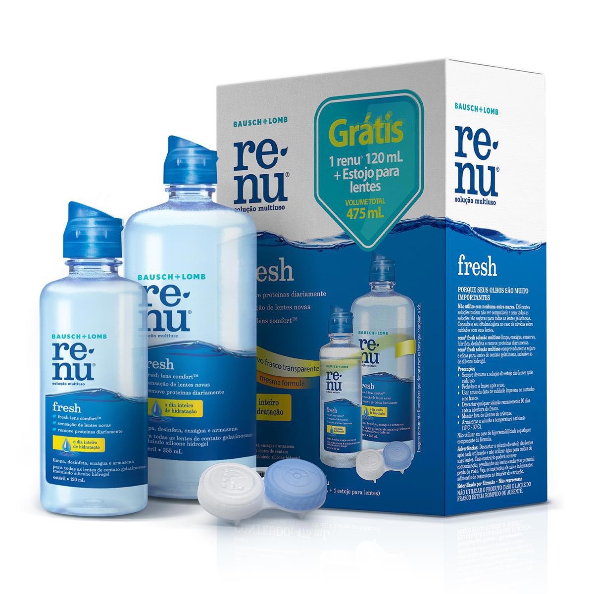 Kit Renu Fresh 355ml + 120ml e Estojo Para Lentes