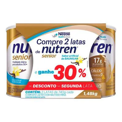 Kit Suplemento Alimentar Nutren Baunilha 2 Unidades 740g