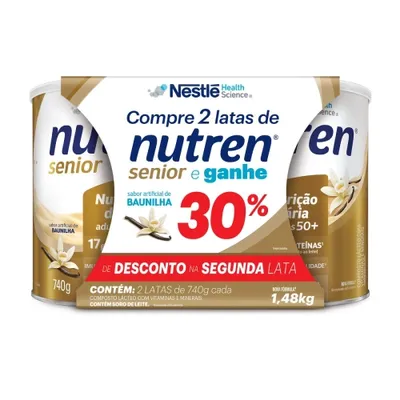 Kit Complemento Alimentar Nutren Senior Baunilha 1,48Kg Ganhe 30% De Desconto Na Segunda Lata preço