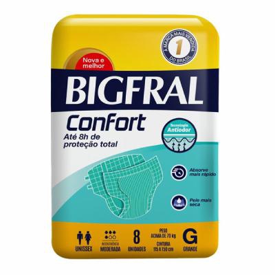 Fralda Geriátrica Bigfral Confort Regular G 8 Unidades