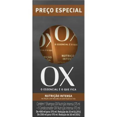 Kit OX Nutrição Intensa Shampoo 375ml + Condicionador 170ml