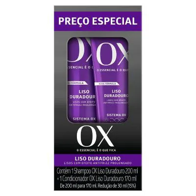 Kit OX Liso Duradouro Shampoo 375ml + Condicionador 170ml