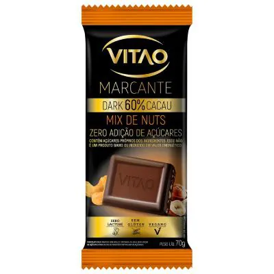 Chocolate Vitao Marcante 60% Cacau Mix de Nuts Zero Açúcar 70g