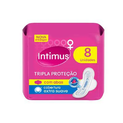 Absorvente Externo Intimus Tripla Proteção Suave com Abas 8 Unidades