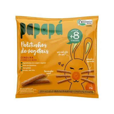 Palitinhos de Vegetais Papapá Infanti Cenoura e Grão-de-Bico 20g