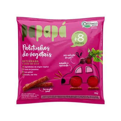 Palitinhos de Vegetais Papapá Infantil Beterraba e Grão-de-Bico 20g