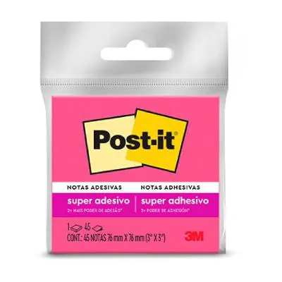 Bloco de Notas Super Adesivas 3M Post-it Rosa 45 Folhas