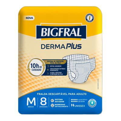 Fralda Geriátrica Bigfral Derma Plus M 8 Unidades
