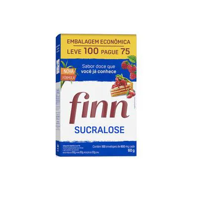 Kit Adoçante Finn Sucralose Leve 100 Pague 75 Envelopes 600g
