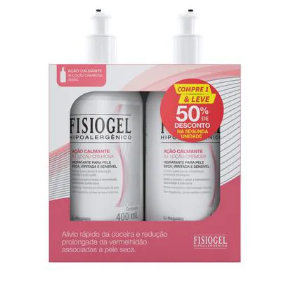 Kit Loção Cremosa Fisiogel A.I Ação Calmante 400ml Desconto na 2ª Unidade