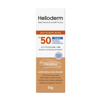 Protetor Solar Facial Helioderm Toque Seco com Cor FPS50 50g