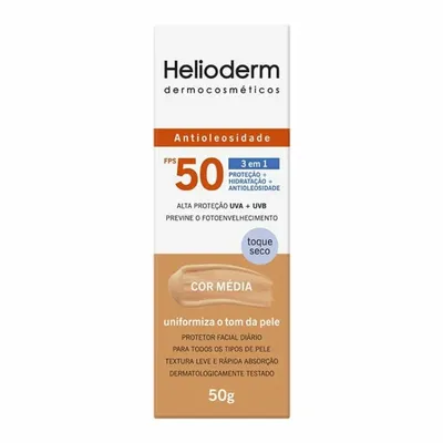 Protetor Solar Facial Helioderm Toque Seco com Cor FPS50 50g