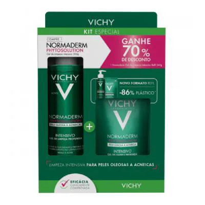 Kit Gel Limpeza Profunda Vichy Normaderm Phytosolution 300g + Gel Refil 240g 70% Desconto