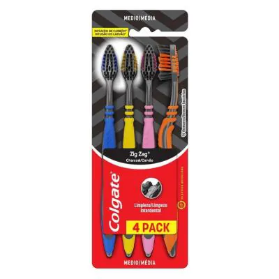 Kit Escova de Dente Colgate Zig Zag 4 Unidades