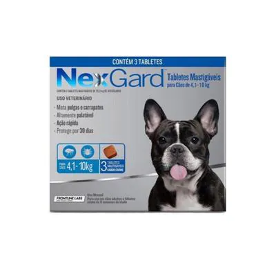 Nexgard Antipulgas E Carrapatos Para Cães De 4,1 A 10Kg 3 Tabletes