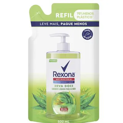 Sabonete Líquido Refil Rexona Antibacterial Erva Doce Mãos Leve Mais Pague Menos 500