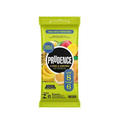 Preservativo Prudence Cores e Sabores Mix Tropical Leve 8 Pague 6