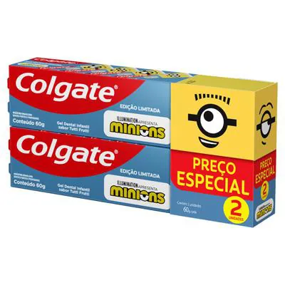 Kit Gel Dental Infantil Colgate Smiles Minions 60g com 2 Unidades