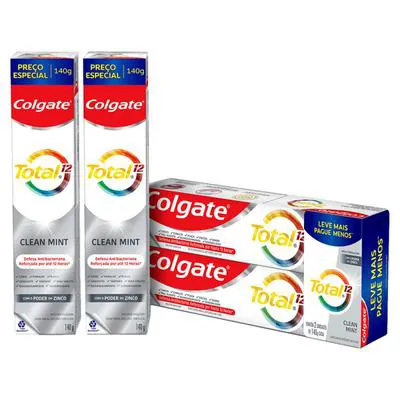 Creme Dental Colgate Total 12 Clean Mint 140g com 2un