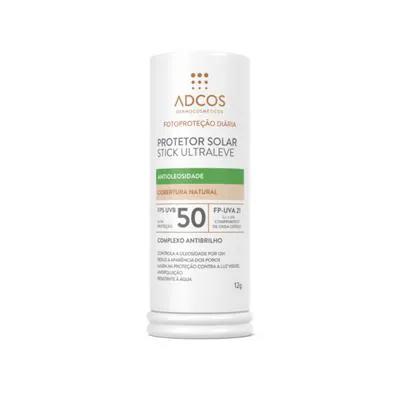 Protetor Solar Facial Adcos Stick Ultraleve Antioleosidade Beige FPS50 12g