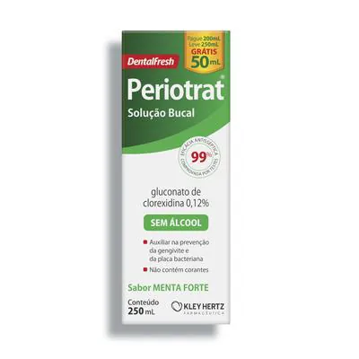 Solução Bucal Antisséptico Periotrat Sabor Menta Forte sem Álcool 250ml