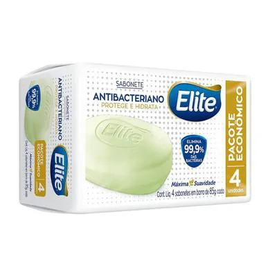 Kit Sabonete em Barra Elite Antibacteriano Protege e Hiidrata 85g com 4 Unidades