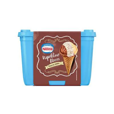 Sorvete Napolitano Flocos Tradicional Nestlé 1,5L