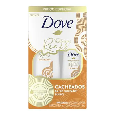 Kit Dove Texturas Reais Cacheados Shampoo 350ml e Condicionador 175ml