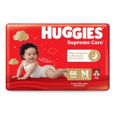 Fralda Huggies Supreme Care M - 66 Fraldas