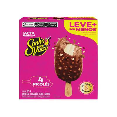 Picolé Sonho de Valsa Lacta Multipack 276g 4 Unidades Com 69g Cada