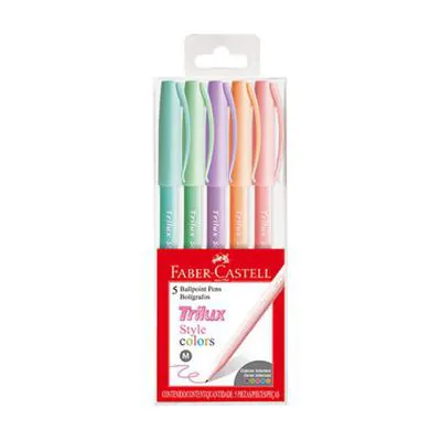 Caneta Faber Castell Esferográfica Trilux Style Colors 5 Cores 5 unidades
