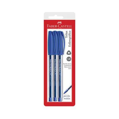Caneta Faber Castell Esferográfica Trilux Azul 3 unidades
