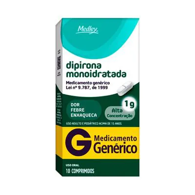Dipirona Monoidratada 1gr 10 Comprimidos Medley