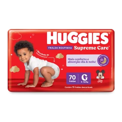 Fralda Huggies Roupinha Supreme Care G - 70 fraldas