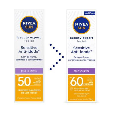 NIVEA SUN Protetor Solar Facial Beauty Expert Sensitive FPS 60 50g