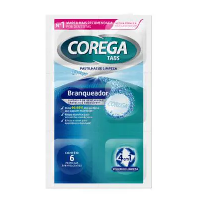 Limpador de Dentadura Corega Tabs Branqueador 6 Pastilhas