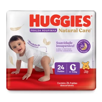 Fralda Huggies Roupinha Natural Care G - 24 fraldas