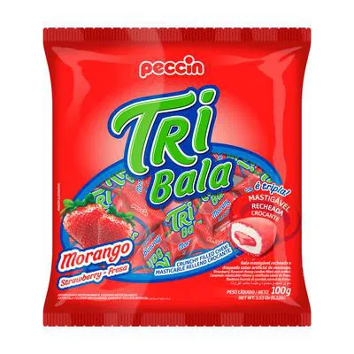 Bala Tribala Peccin Morango 100g