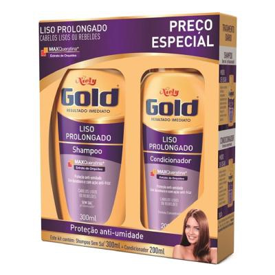 Kit Niely Gold Liso Prolongado Shampoo 300ml e Condicionador 200ml