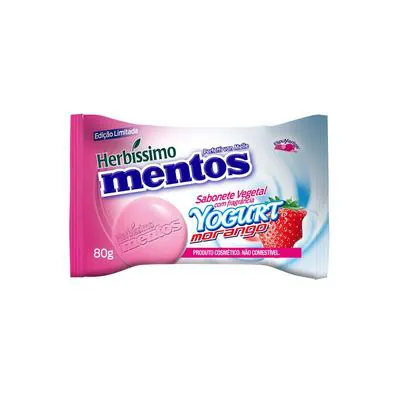 Sabonete Vegetal Herbíssimo Mentos Yogurt Morango 80g