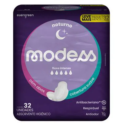 Absorvente Modess Noturno Suave com Abas 32 Unidades