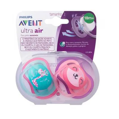 Chupeta Philips Avent Ultra Air Girafa/Urso 18 meses 2 unidades