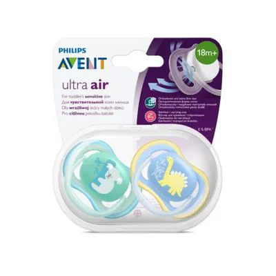 Chupeta Philips Avent Ultra Air Dinossauro/Coala 18 meses 2 unidades