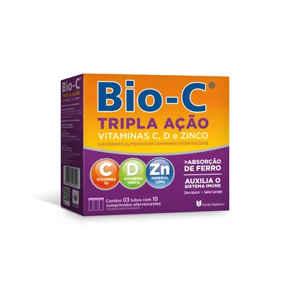 Vitamina C Efervescente Bio-C Tripla Ação 30 comprimidos