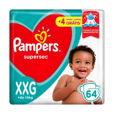 Fralda Pampers Supersec Jumbo XXG 64 Unidades