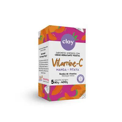 Kit Sabonete Cloy Vitamina C Manga e Pitaya 80g 5 Unidades