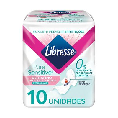 Absorvente Libresse Pure Sensitive Ultrafino Extra Suave Com Abas 10 Unidades preço