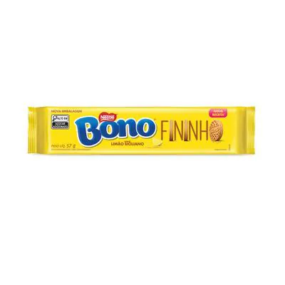 Biscoito Recheado Nestle Bono Fininho Sabor Limão Siciliano Pacote 57g