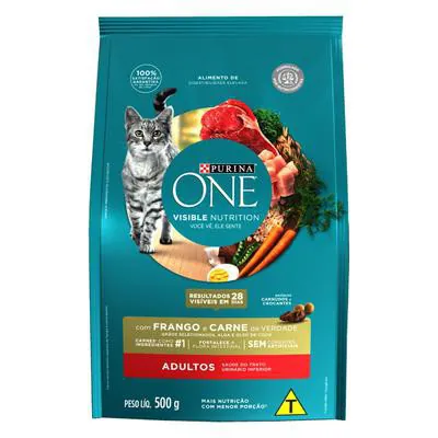 Racao Purina One Gato Frango E Carne 500 Gr
